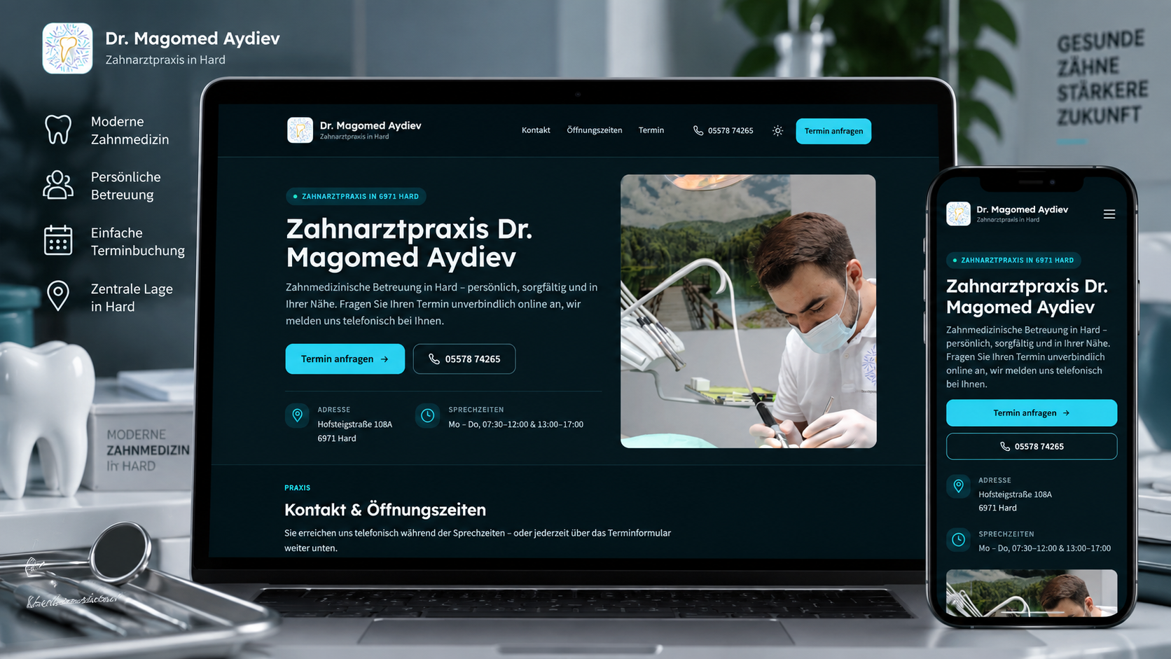 Vorschau der Website der Zahnarztpraxis Dr. Magomed Aydiev